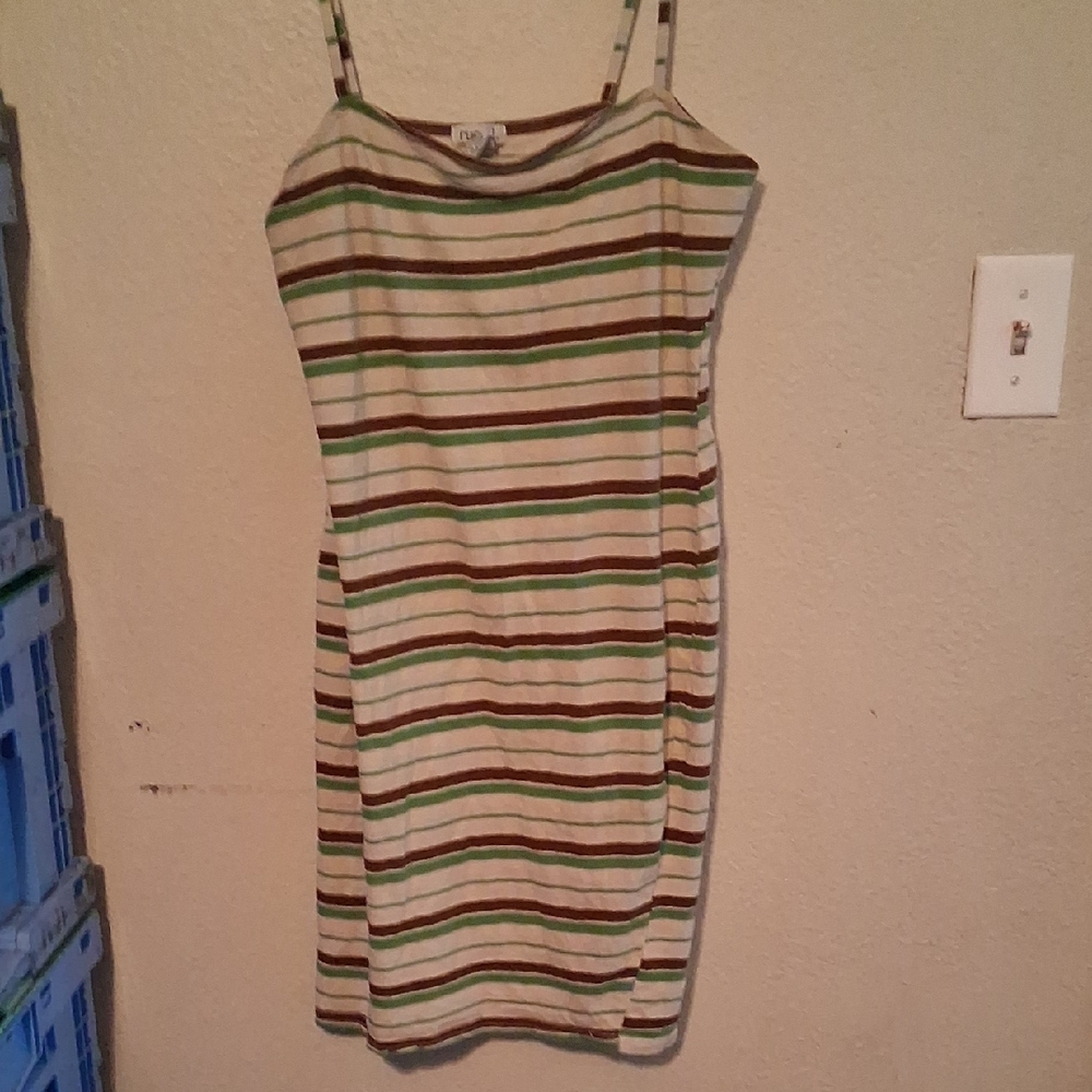 Rue21 Striped Mini Dress - Green, Brown, Cream